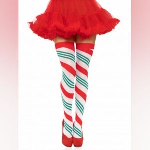 Holiday Ribbon Swirl Thigh Highs